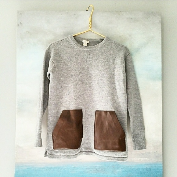 J. Crew Sweaters - J. Crew Merino Leather Pocket Sweater XS